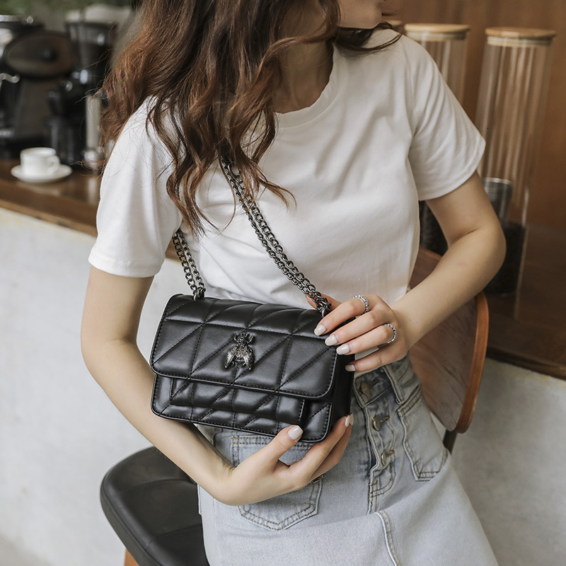 

2021 Lingge One Shoulder Pu Women's Bag Chain Handbag