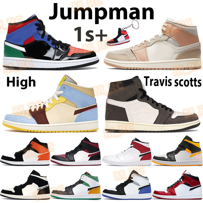 

High jumpman 1 1s basketball shoes dark mocha travis scotts mid milan unc bred toe chicago white gym red black royal mens sneakers trainers