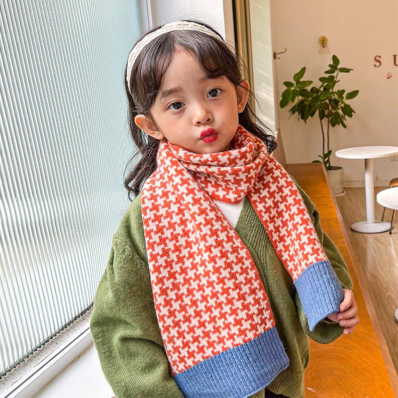 

Scarves Fashion Imitation Cashmere Baby Vintage Plaid Print Winter Scarf Warm Knitted Casual Child Cute Thick Blanket Long Wrap Shawl