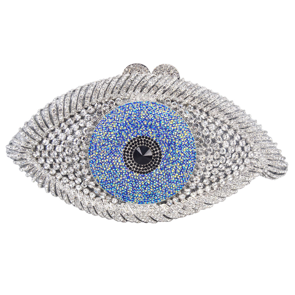 

New arrival Newest Animail Designer Evil Eye Crystal Purse Women Evening Bag Gold Silver Black Party Clutch Bag Lady banquet poc, Red;black