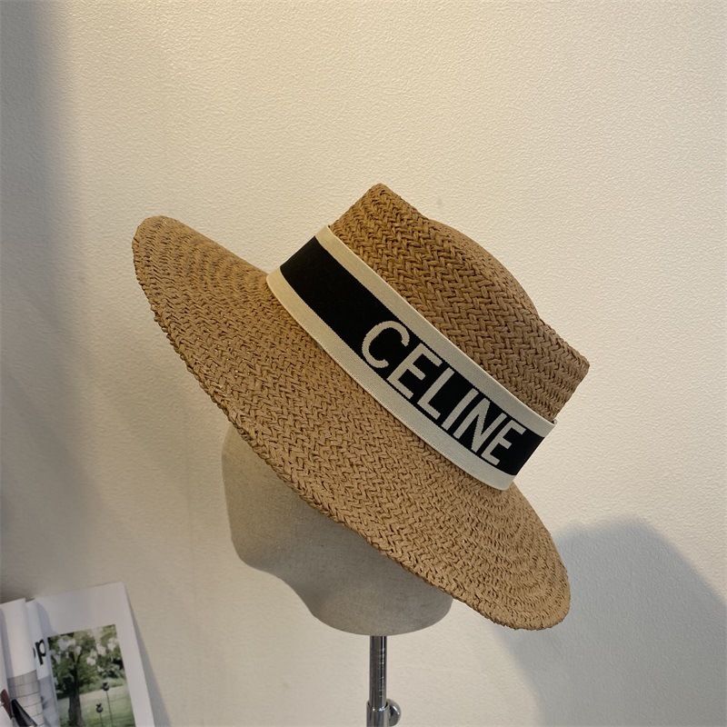 

Celin flat hat summer net red same summer sun hats Street Photo fashion straw hat top hats girl Zy, Brown