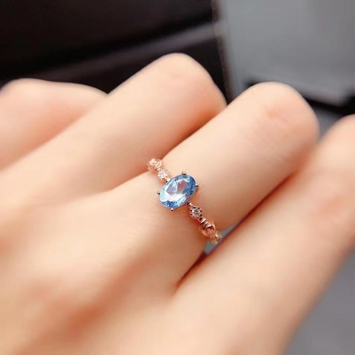 

Cluster Rings Sale Fashion Clear Sky Blue Topaz Gemstone Ring For Women Real 925 Silver Natural Gem Girl Birthday Gift Jewelry