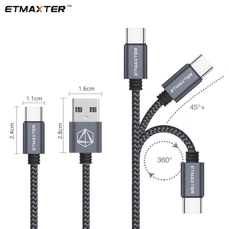 

ETMAXTER Wearproof 1M 3.3FT High-speed Fast Charging Phone Charge Cables Micro USB type C Data Line 3ft Braided For Android IPD With Retail Packaging, Silver