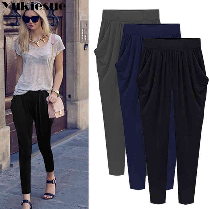 

High waist sports trousers for women summer autumn loose elastic streetwear Women's harem pants pantalon femme Plus size 210519, Dark gray