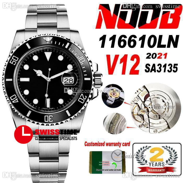 

2021 n v12 sa3135 automatic mens watch ceramic bezel black dial 40mm date 904l steel bracelet ultimate version (correct shock absorber) same, Slivery;brown