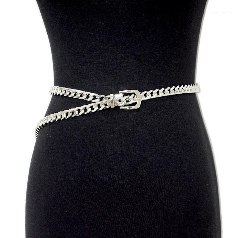 

Belts Fashion Women's Decoration Metal Waist Chain Simple Punk Silver With Jeans, Black;brown
