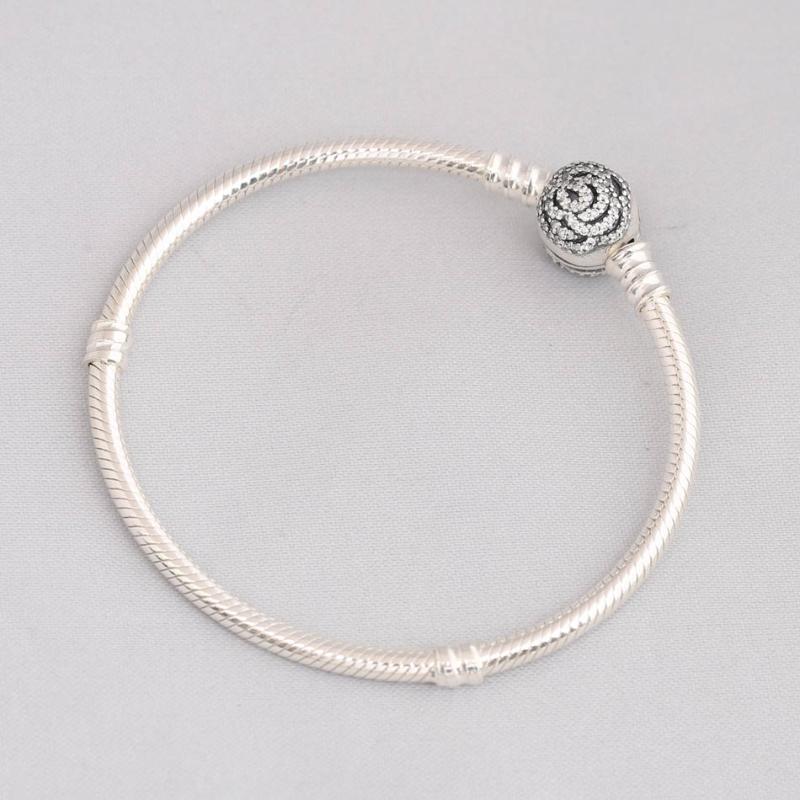 

Link, Chain Authentic S925 Bracelets For Women Bangle Rose Clasp Fit Lady Beads Charms Pendants