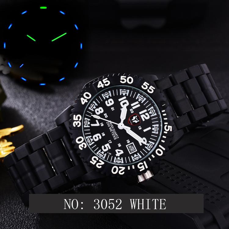 

Wristwatches Men Diving Watch Mens Tritium Watches T25 Luminous Military 200M Waterproof Quartz Wristwatch Artigos Militares, White
