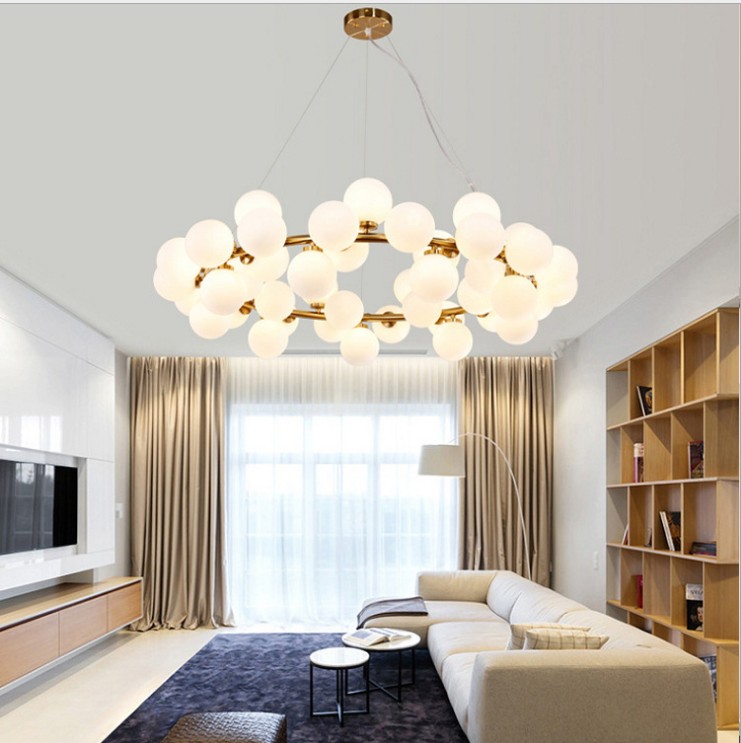 

Modern Gold 25/15/45Heads Magic Bean Glass G4 Pendant Lamp DNA Molecular Glass Ball Glass Pendant Light