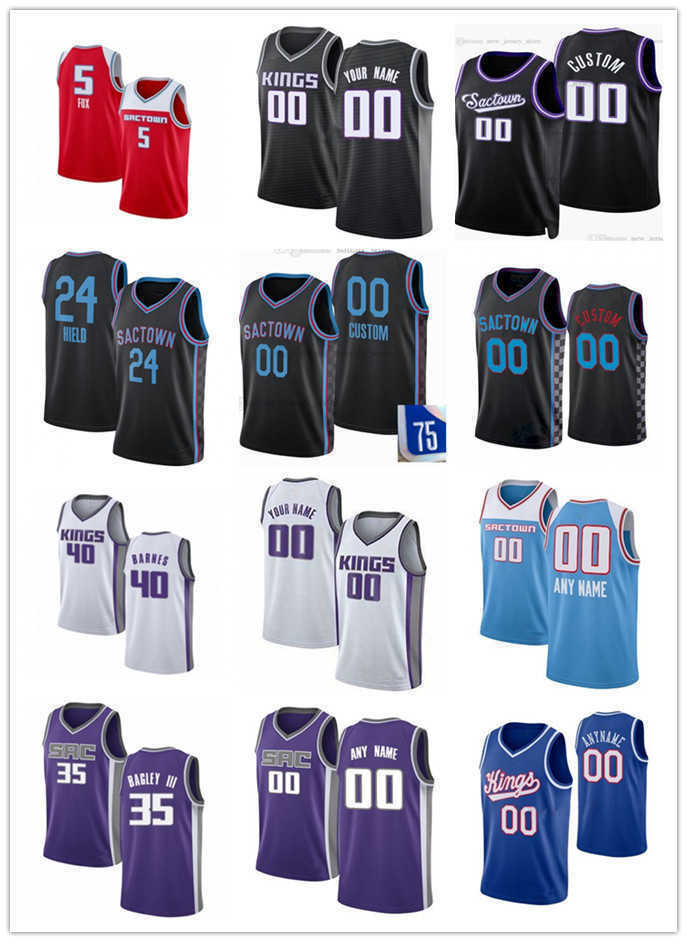 

75th Men Women Youth Sacramento's Kings's De'Aaron 5 Fox Harrison 40 Barnes 9 Justin Holiday 10 Domantas Sabonis Basketball J, Black;red