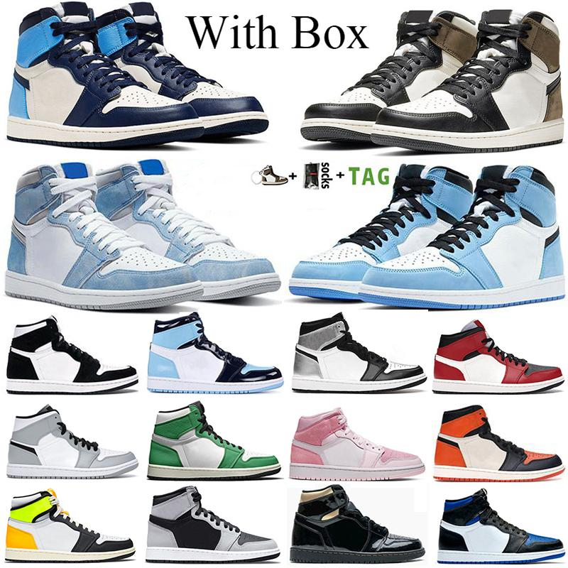

Jumpman 1 Mens Basketball shoes High UNC University blue 1s Gold Top Mocha Cactus Jack Obsidian Banned Bred Toe Men Women trainer Sports, Box