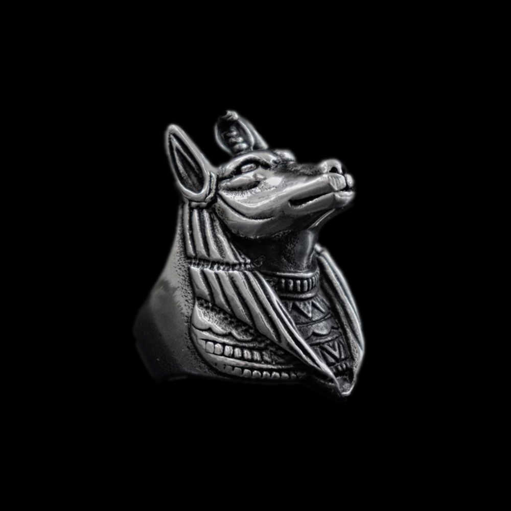 

Egypt Mythology Death Anubis Stainless Steel Ring Egyptian Jackal God Underworld Gatekeeper Biker Rings Rock Jewelry