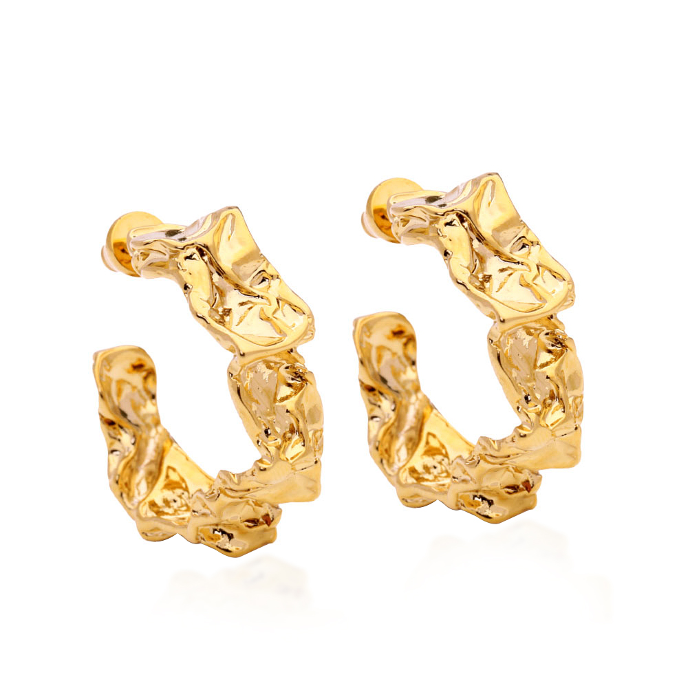

New unique drape design big chunky gold custom hoop earring large 18k for women jewelry engagement wedding natural textured stripe orecchini cerchio