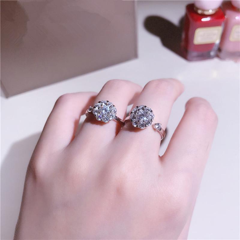 

Cluster Rings Buyee Unique Women Finger Ring Inlaid Zircon Can Be Rotated Real 925 Sterling Silver Fashion Lovers Wedding Jewelry, Golden;silver