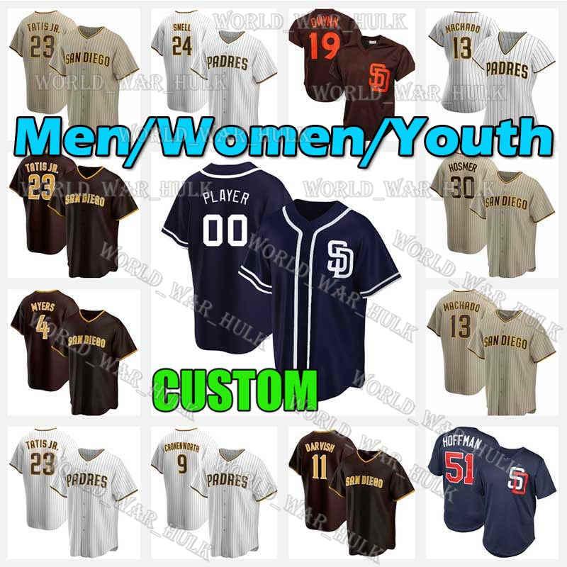 

51 Trevor Hoffman Jersey 23 Fernando Tatis Jr Manny Machado Tony Gwynn Yu Darvish Eric Hosmer Jake Cronenworth Luis Campusano Men Kid Women, Blue;black