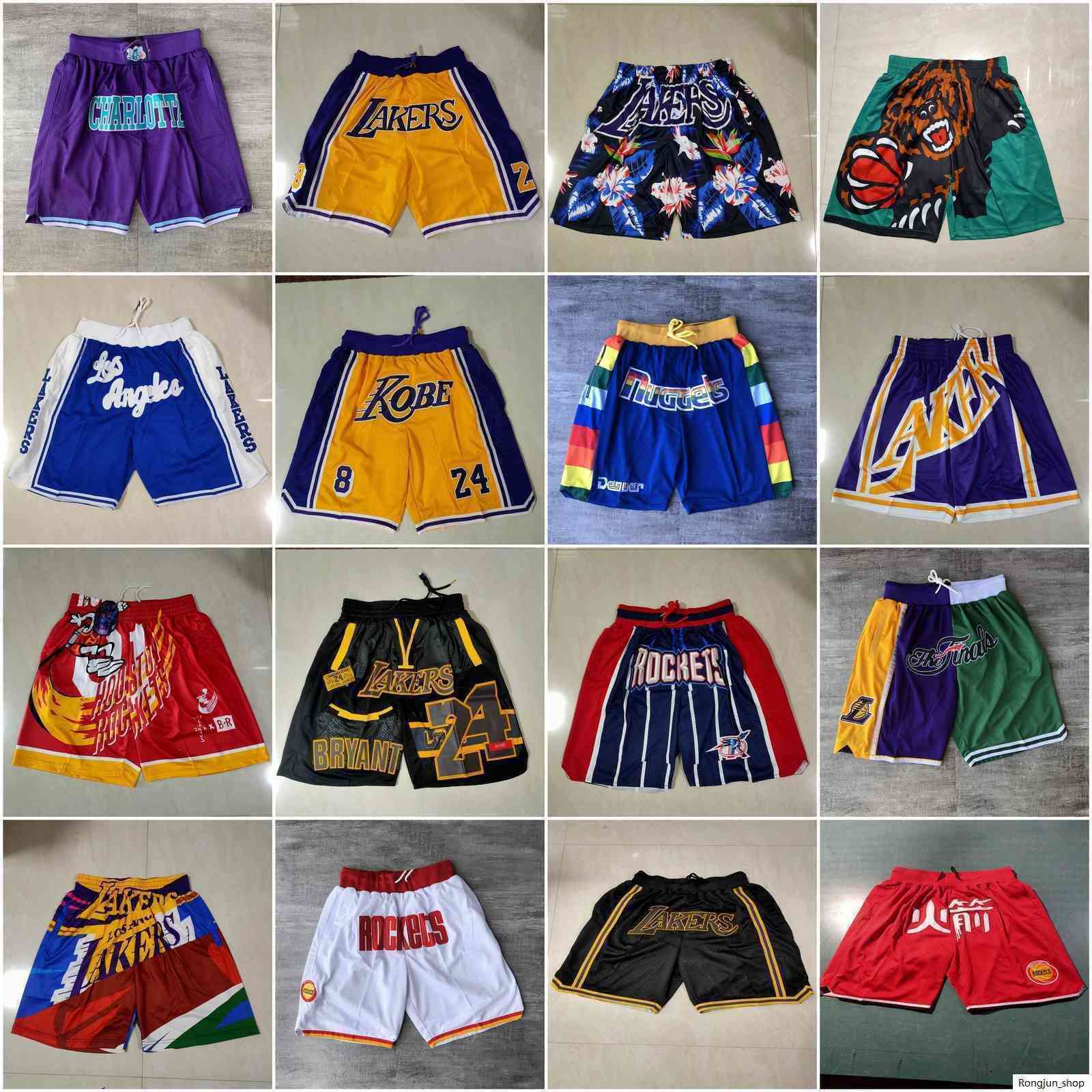 

down jacket Team Basketball Short Just Don Bear Floral Version Sport Shorts Hip Pop Pant With Pocket Zipper Sweatpants Purple White Black Blue Red, As photo