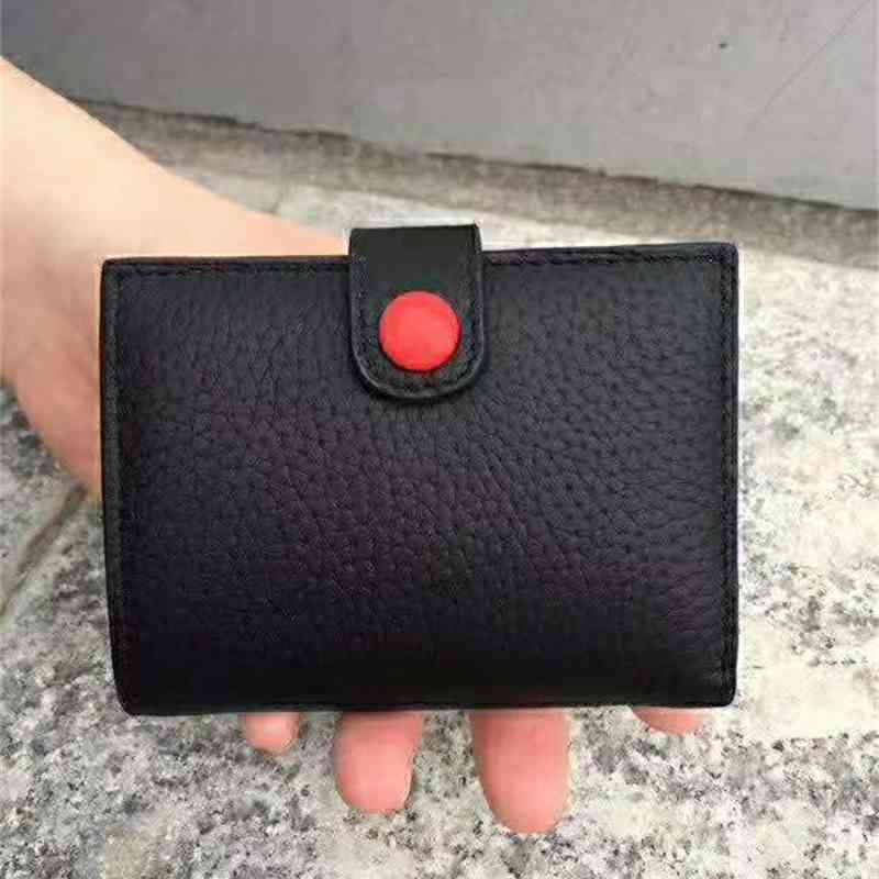 

Purse Black Friday new first layer cowhide short wallet litchi pattern two fold large capacity women's Leather Wallet, Yellow
