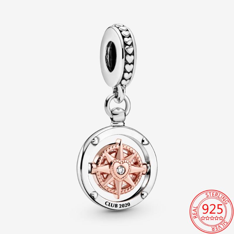 

Other 925 Sterling Silver Compass Beaded Charm Pendant Fit Original Bracelet Fine Jewelry Gift