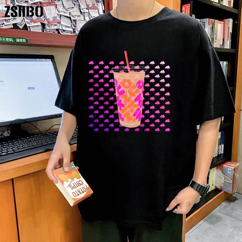 

Autumn Charli D'Amelio Ice Coffee Splatter T-Shirt Short Sleeve Men/Women casual Internet celebrity Funny Tees tops, White;black