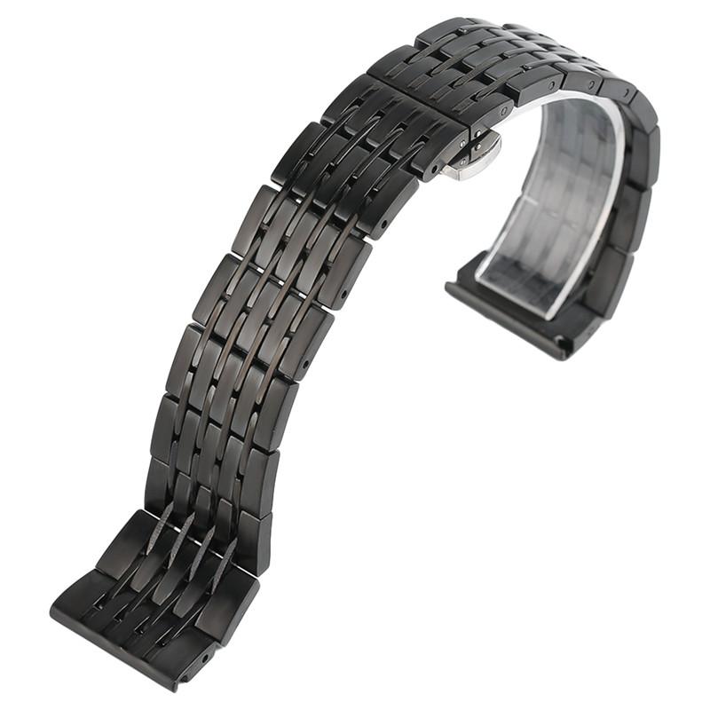 

Watch Bands Black 20/22/24mm Men Women Band Clasp With Safety Strap Solid Link Stainless Steel Watchband Replacement
