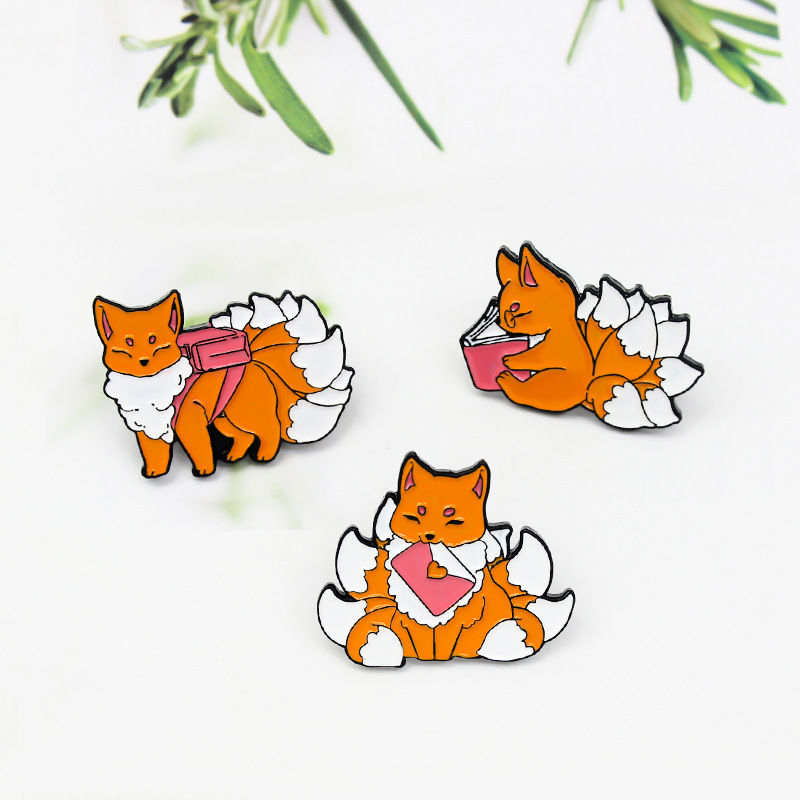 

Jewelry Cute Fox Pins for backpacks Lapel Enamel Pins and Brooches Badge Bags Backpack Decoration Friend Gifts, Mixed colors