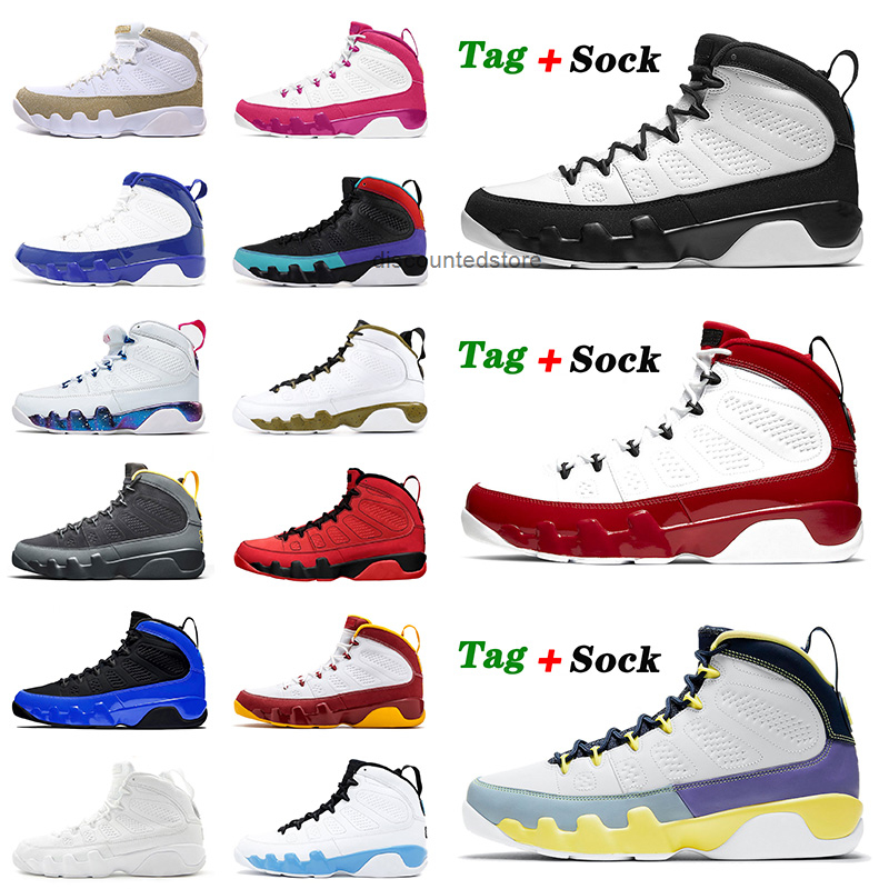 

Top Fashion Sports Sneakers Basketball Shoes 9 9s IX Mens Womens Univeristy Blue Gym Red Change The World Retro Outdoor Trainers EUR 40-47
