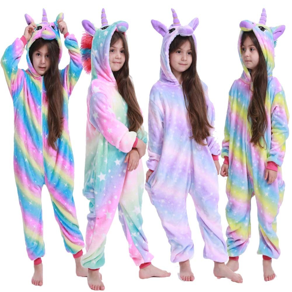 

Clothing Sets 4-12 Years Boys Kigurumi Pijamas Rainbow Unicorn New Design Pajama Christmas Cosplay Costume Pajamas For Girls Q1215, 031