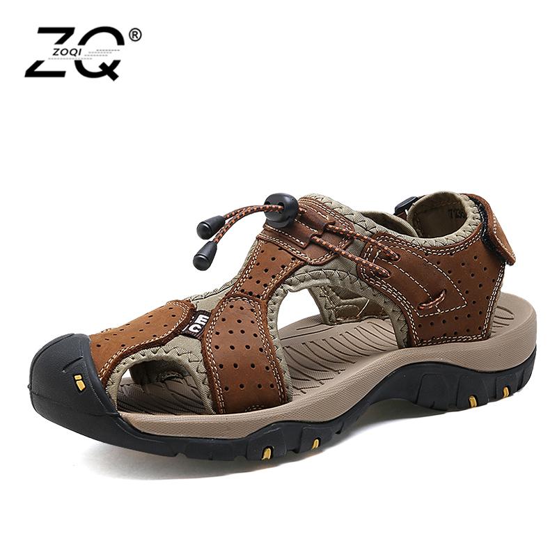

Sandals 2021 Mens Genuine Leather Summer Shoes Beach Men Casual Outdoor For Man Plus Size39-44, Black
