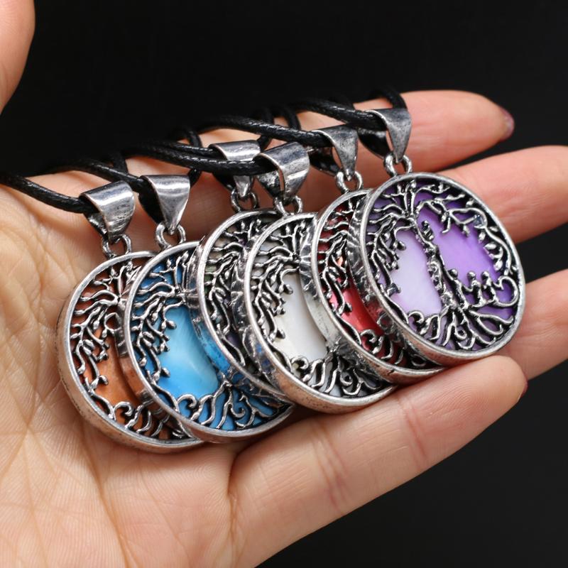 

Pendant Necklaces Natural Shell Red White Purple Abalone Necklace Accessories For Women Gift Size 33x38mm Length 55cm