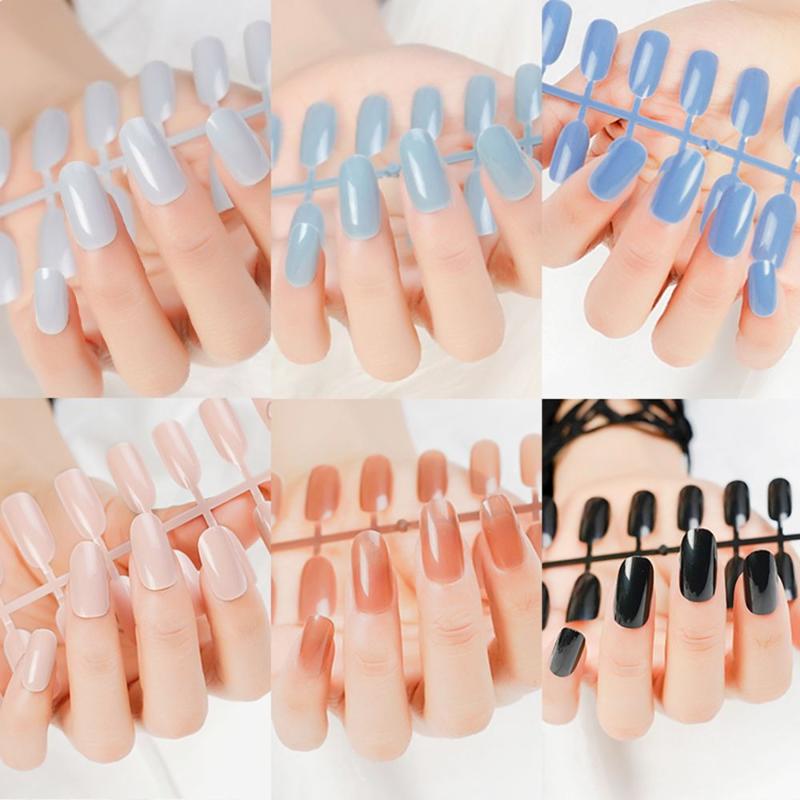 

False Nails 24pcs Manicure Artficial Fake Nail Art Tips Almond Pure Color Short, Red;gold