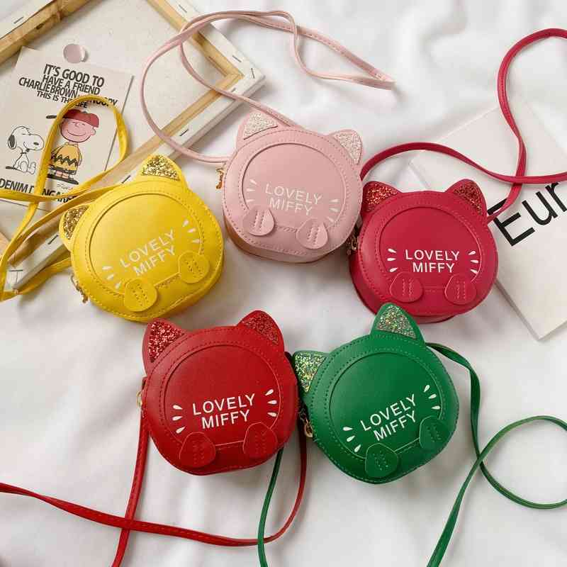 

Cute kitty children's 2020 summer Korean letter single shoulder cartoon messenger bag female, Rose pink