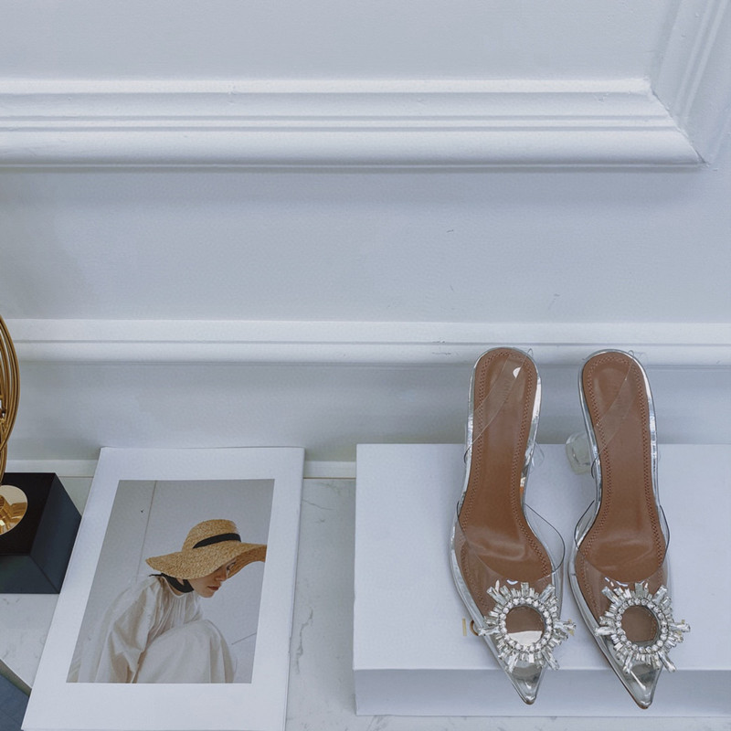 

2021 women's sandals crystal flower jewelry leather sole designer fashion luxury elegant a variety of colors available, Clear