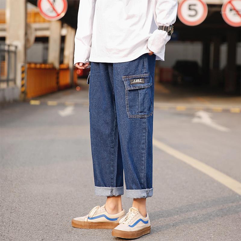 

Men's Jeans 2021 Style Fashion Trend Baggy Homme Casual Blue Loose Cargo Wide Leg Pants Brand Trousers Plus Size S-2XL