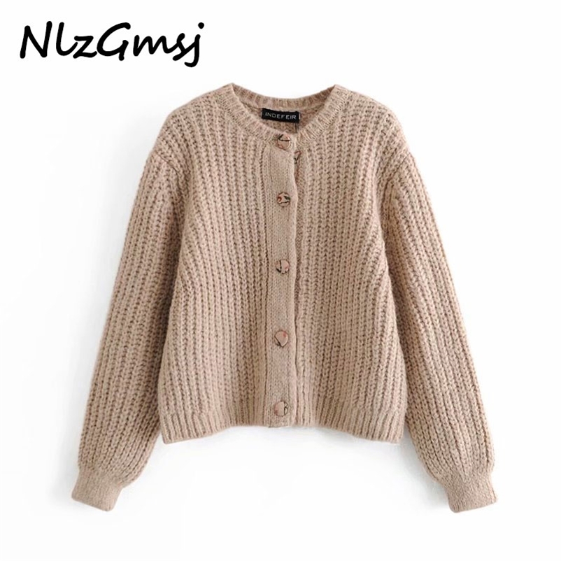 

Sweater Women Fashion Jacquard Cropped Knitted Cardigan Vintage Long Sleeve Female Outerwear Chic Tops 210628, As picture