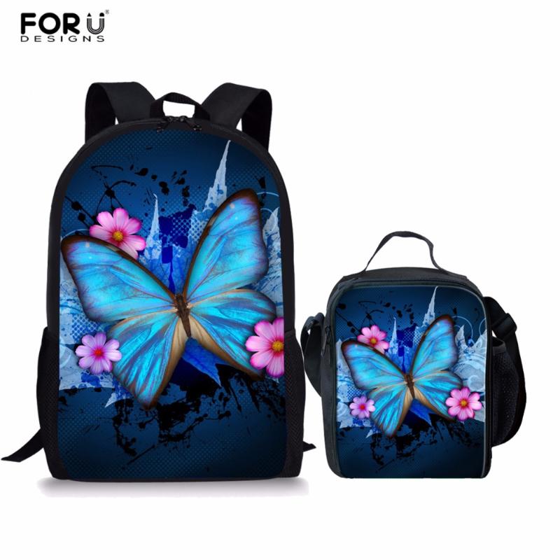 

Butterfly Printing Girl School Backpack Set Students Teens Bookbags Toddler Children Schoolbag Kid Mochila Bags