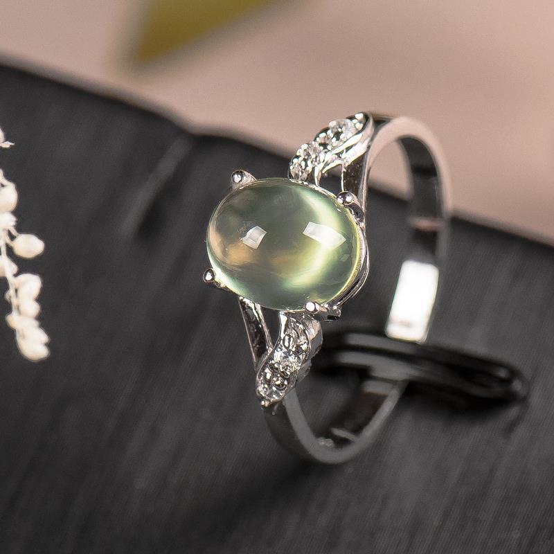 

Original Design Prehnite Round Bead Egg Noodle Opening Adjustable Ring Light Luxury Bohemian Charm Women's Jewelry Cluster Rings