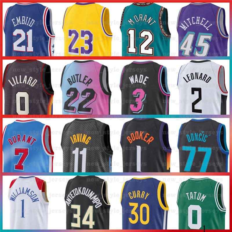 

Kevin Kyrie Harden Durant Irving Antetokounmpo Basketball Jerseys Booker Dwyane Ja Luka Morant Doncic Wade Kawhi Paul Leonard George Luka Joel Doncic Embiid Carter, Men