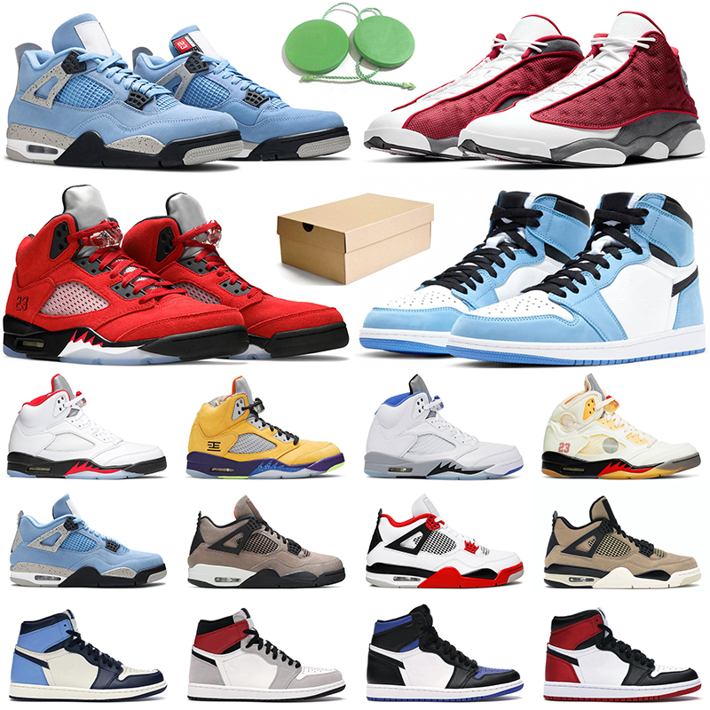 

basketball shoes jumpman 1 hyper royal 1s university blue 4s back cat fire red 13s flint men women sneaker outdoor mens sports sneakers, Unc