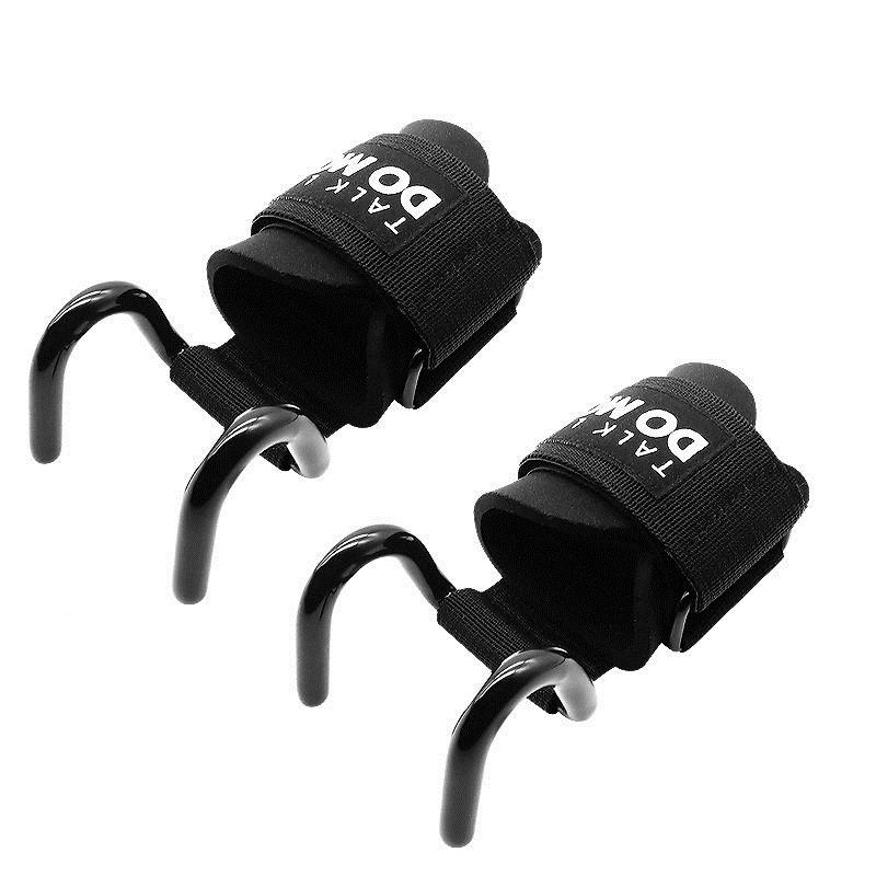 

Pair Adjustable Strong Steel Hook Grips Straps Weight Lifting Strength Training Gym Fitness Black Wrist Support Lift, Black;red