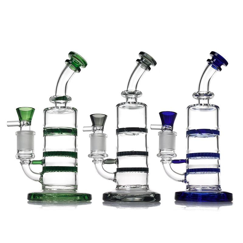 

Colorful Glass Bubbler smoking Bong Triple Layer double honeycomb percs & turbine perc Hookah Percolator Water Pipes Ice Catcher Heady Oil Dab Rig 8.5 inches