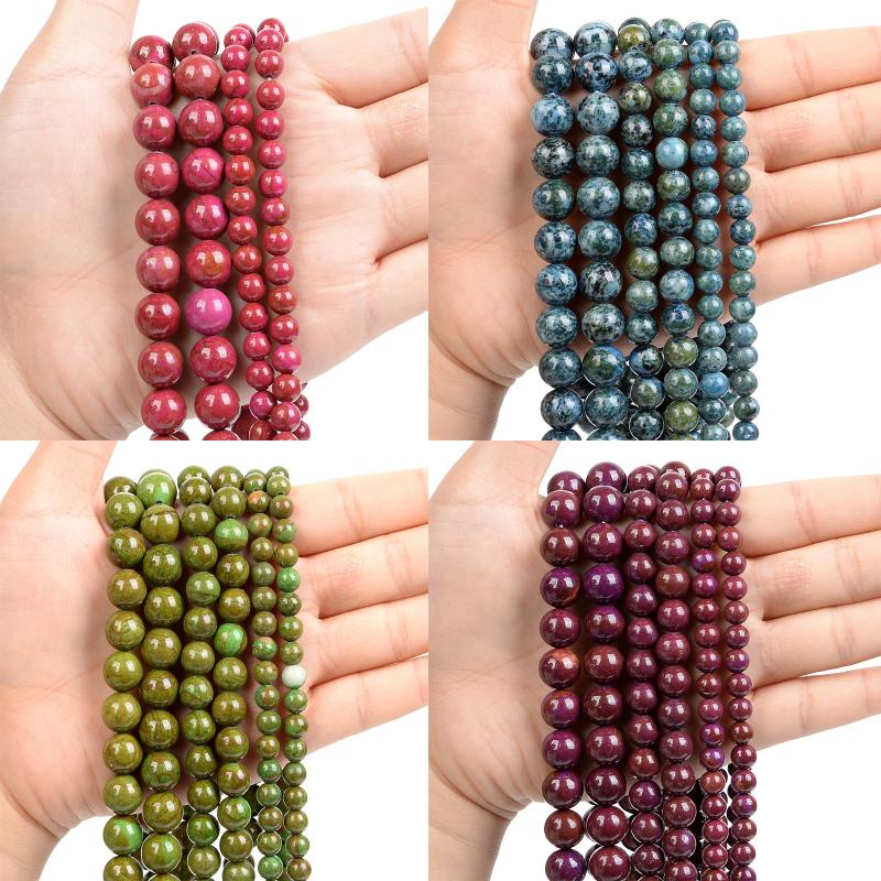 

Other 4 Colors 6/8/10mm Natural Stone Spar Round Beads Loose Spacer Bead For Jewelry Making DIY Accessories