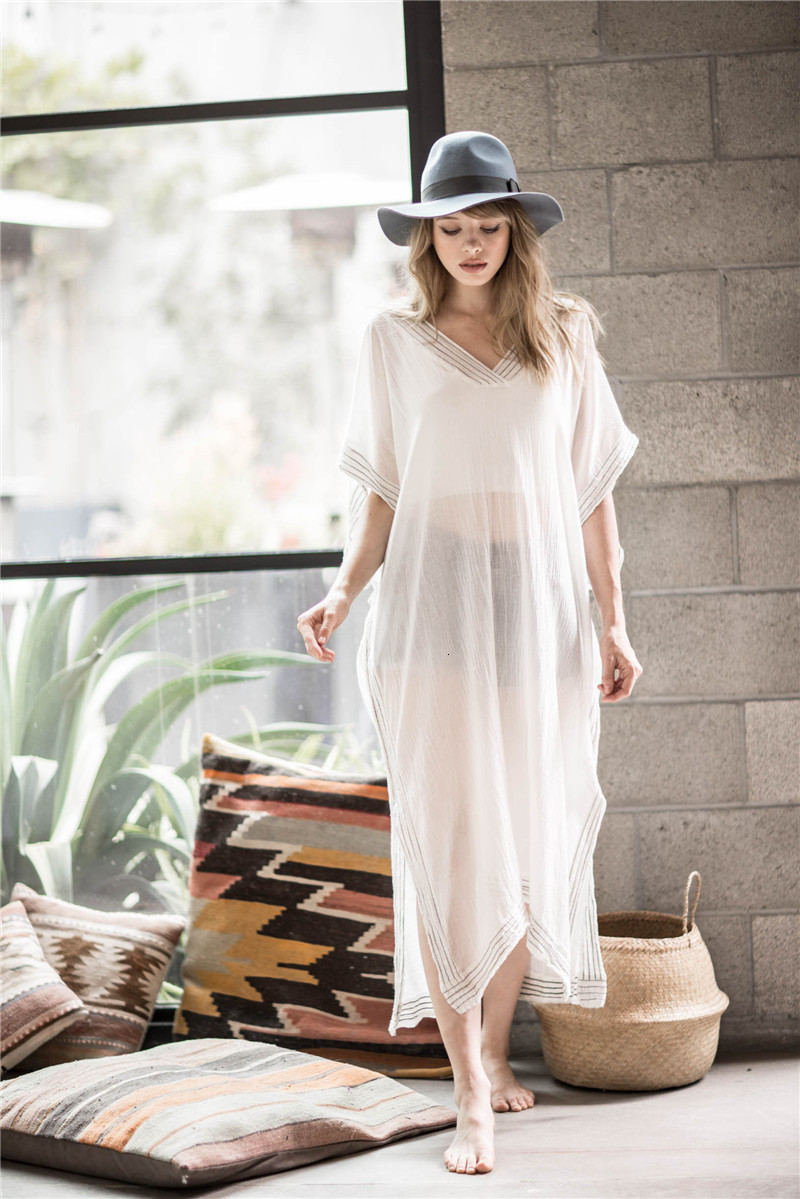 

Women's Swimwear Women Long Beach Cover up Holiday Tunic Wear Plus size Bikini Bathing Suit Sarong White wear LHQT