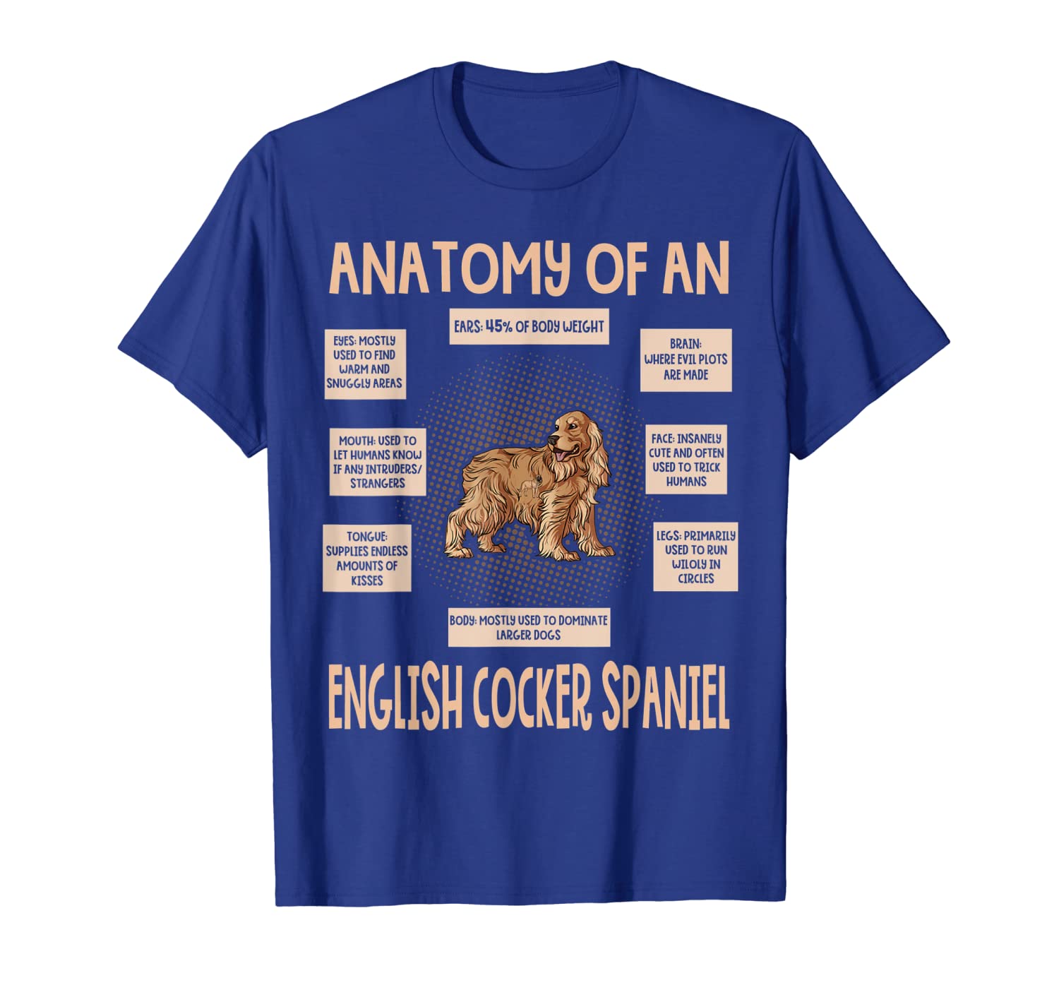 

anatomy of an english cocker spaniel t-shirt funny puppy, White;black