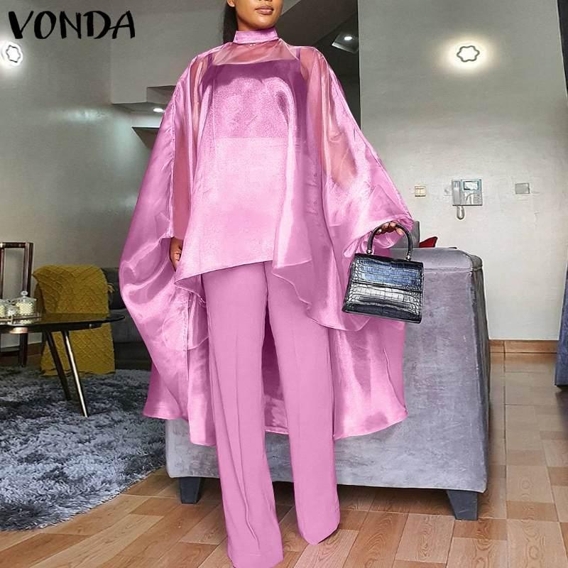 

Women's Blouses & Shirts Women Irregular Blouse 2021 VONDA Casual Long Sleeve Sexy See Through Tops Elegant Party Blusas Femininas, White