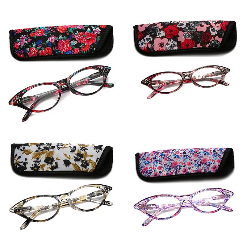 

Sunglasses Fashion Cat Eye Reading Glasses Women Crystal Eyeglasses Diopter Ladies Presbyopic +1.0 1.5 2 2.5 3 3.5 4 With Matching Pouch