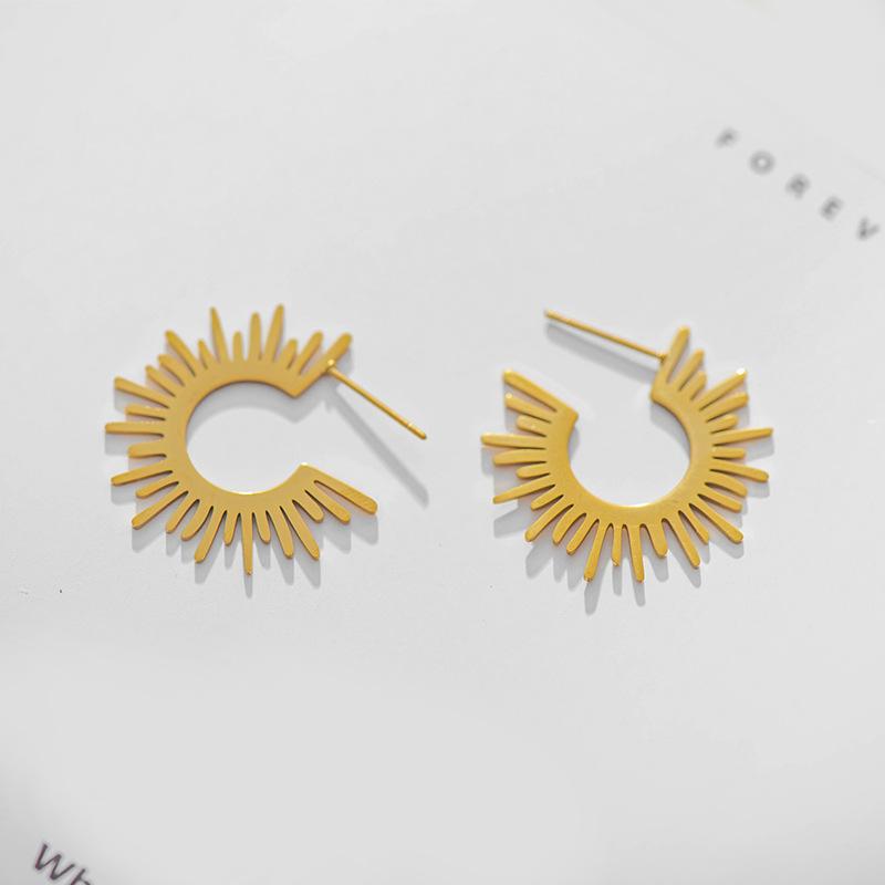 

Stud Irregular Gold Metal Earrings For Women Minimalist Half Circle Spike Stainless Steel Vintage Jewelry