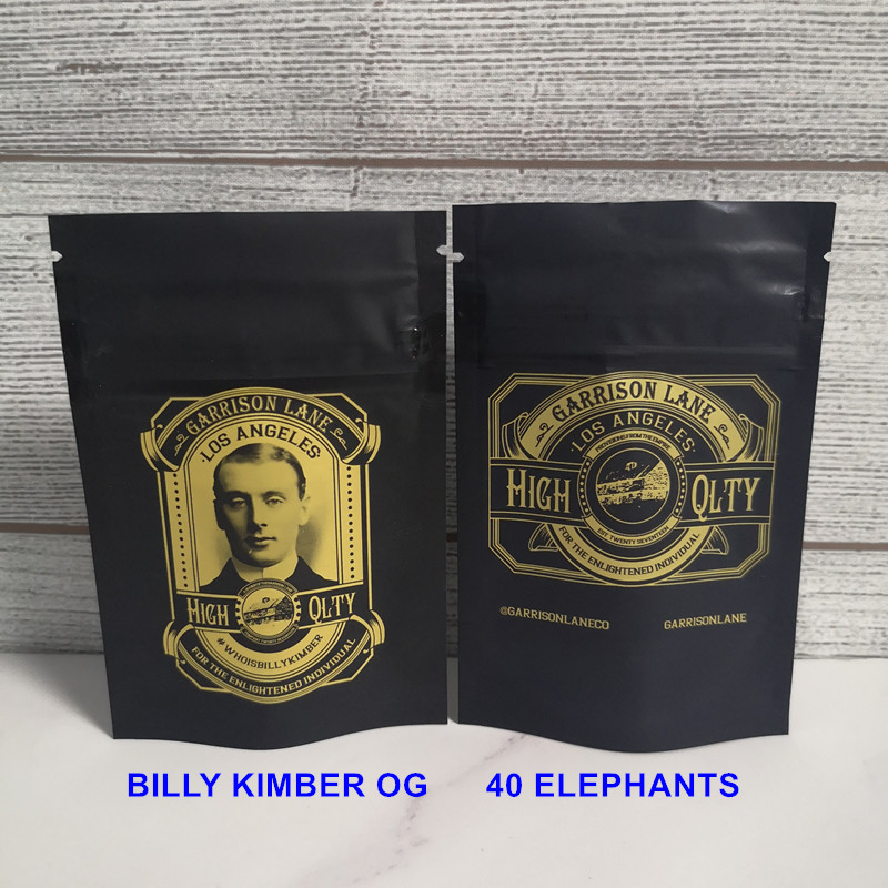 3.5-3.8grams Garrison Lane Smell Proof Bags Flavors Billy Kimber OG and 40 Elephants Child Proof Stand Up Pouch Dry Herb Flowers-image-691191730