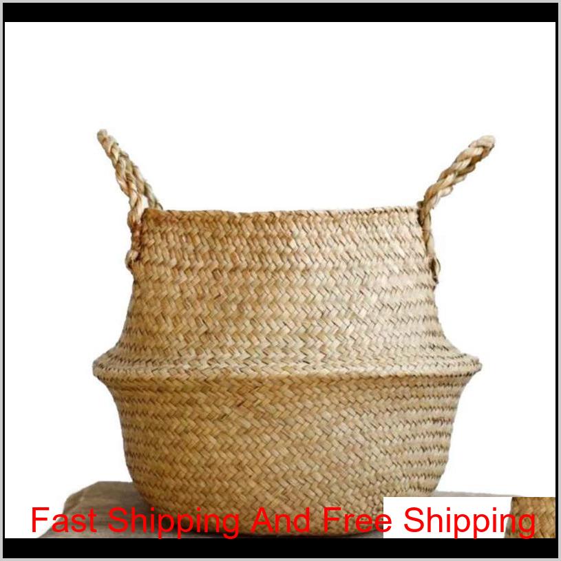 

Hanging Baskets Woven Seagrass Tote Belly Basket For Storage Laundry Picnic Plant Pot Cover Beach Bag I8Xvk Qpsjr