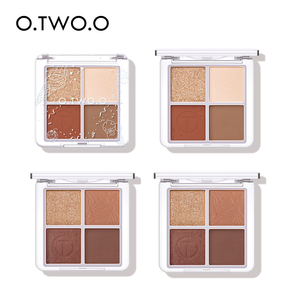 

O.TWO.O 4 Color Eyeshadow Palette Peach Waterproof Long Lasting Shimmer Matte Eye shadow Soft Smooth Primer Makeup Cosmetics., Customize