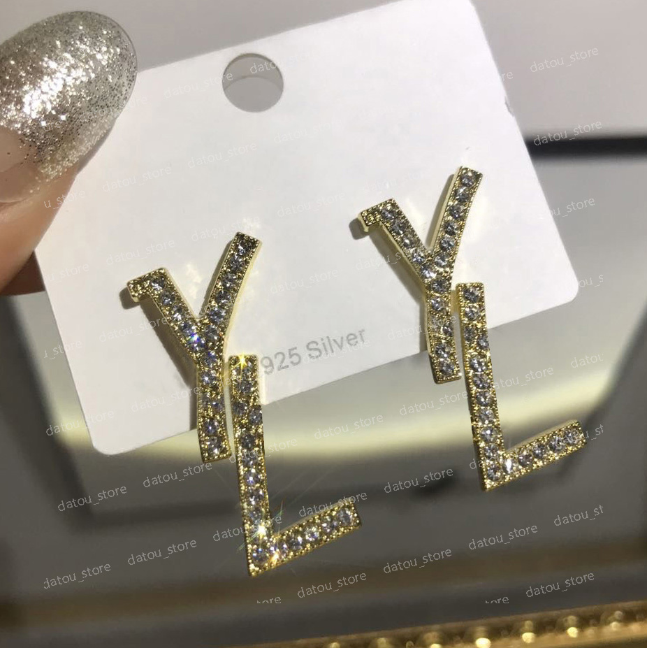 

Jewelry Fashion Designer Earrings For Women Jewelry Gold Diamonds Hoop Earring Womens Designers Stud Earrings Ear Studs Pendants Orecchino, Golden